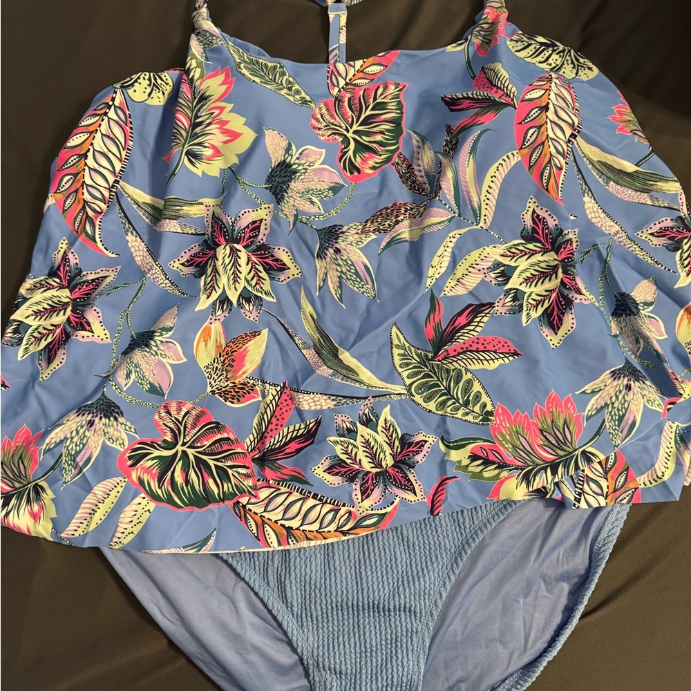 Maurice’s Floral Blue Tankini Set Swimsuit NWT